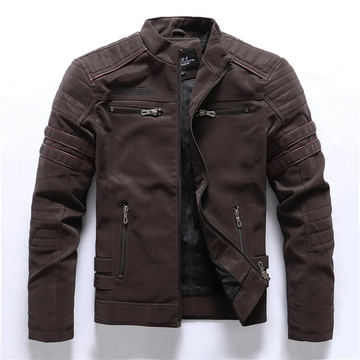 Quilted Shoulder Fleece Lined Motorcycle Jacket