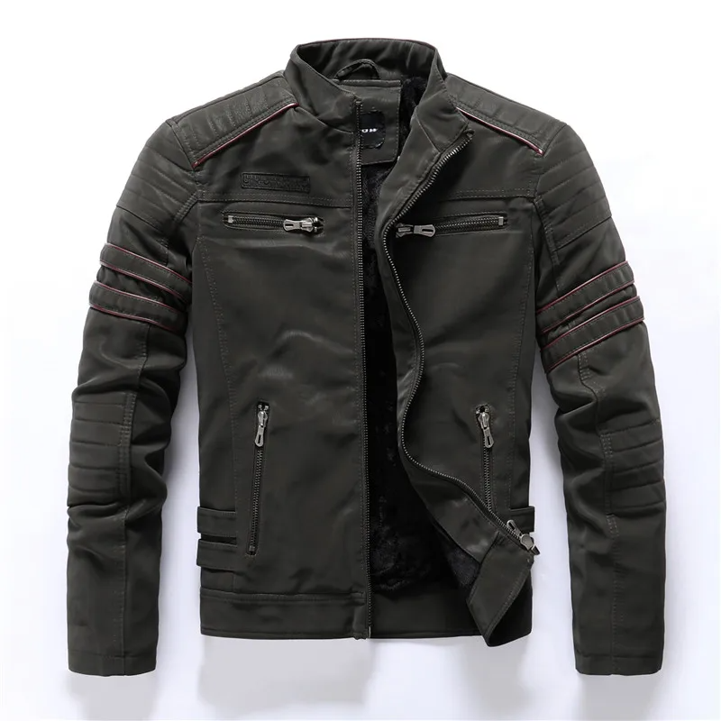 Quilted Shoulder Fleece Lined Motorcycle Jacket