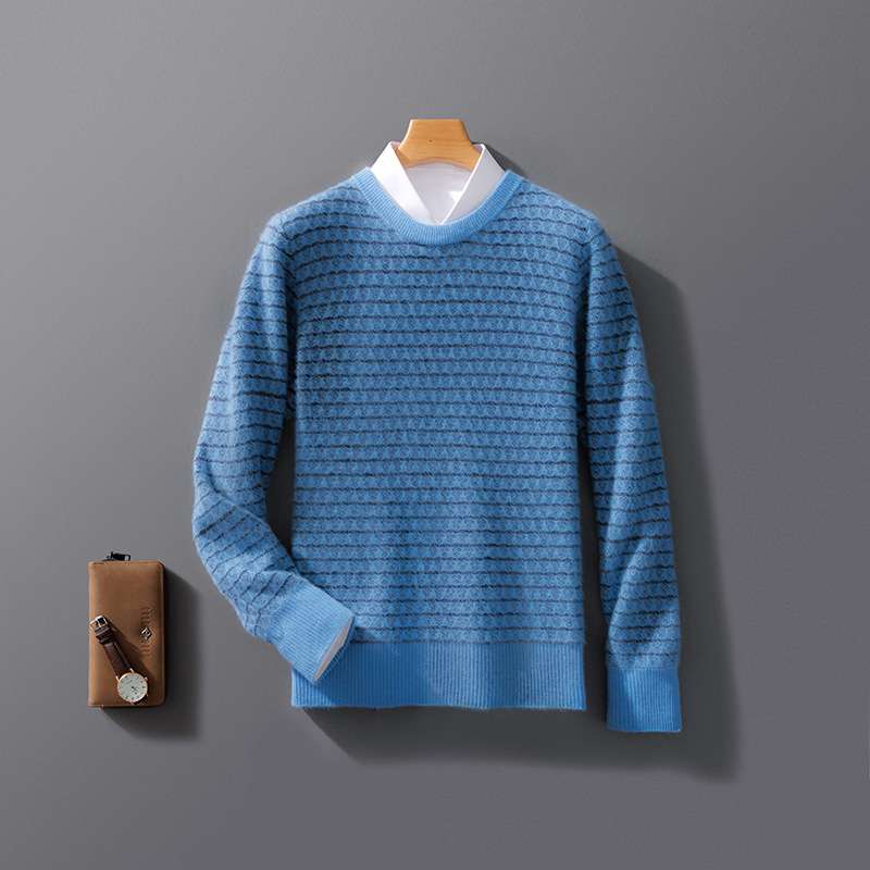 Wool Blend Jacquard Knit Loose Fit Sweater