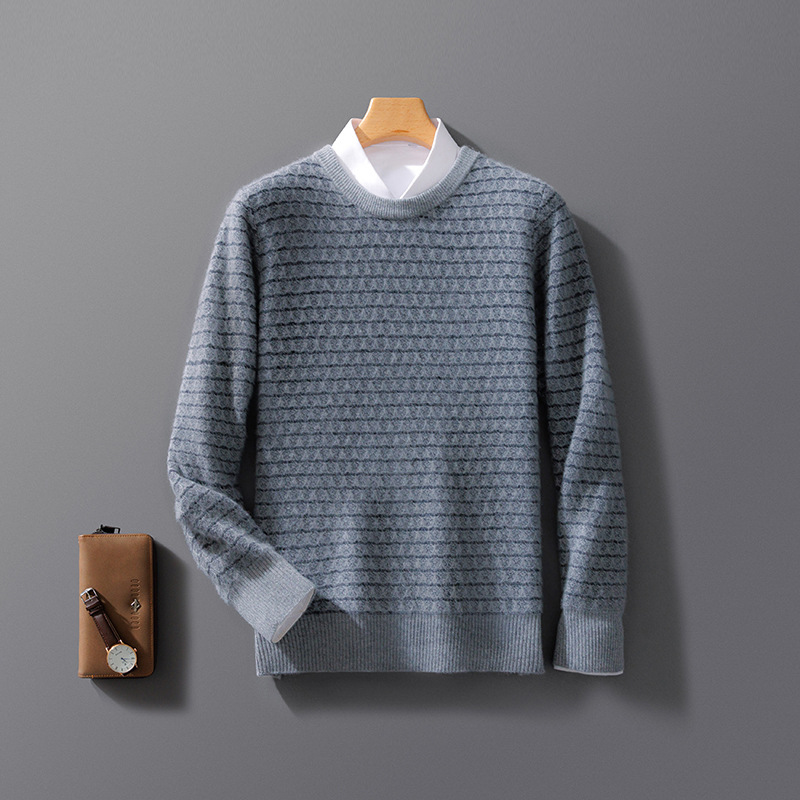 Wool Blend Jacquard Knit Loose Fit Sweater