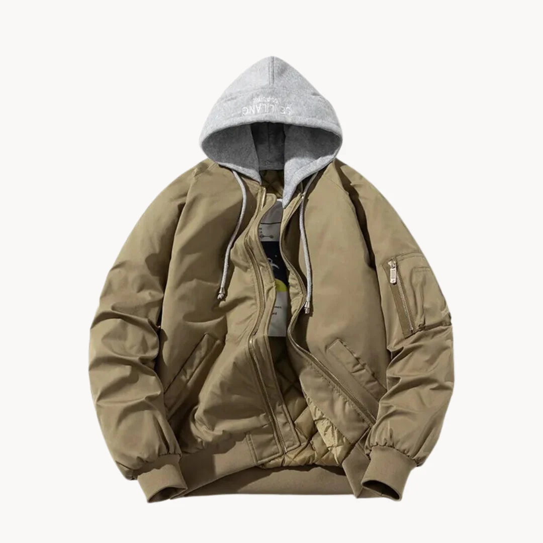 Quilted Hooded Relaxed Fit Bomber Jacket