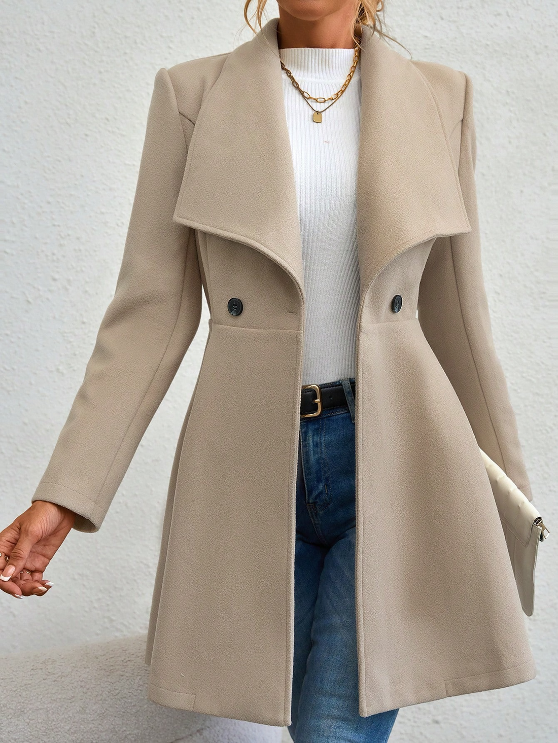 Tailored Wool Feel Lapel Jacket