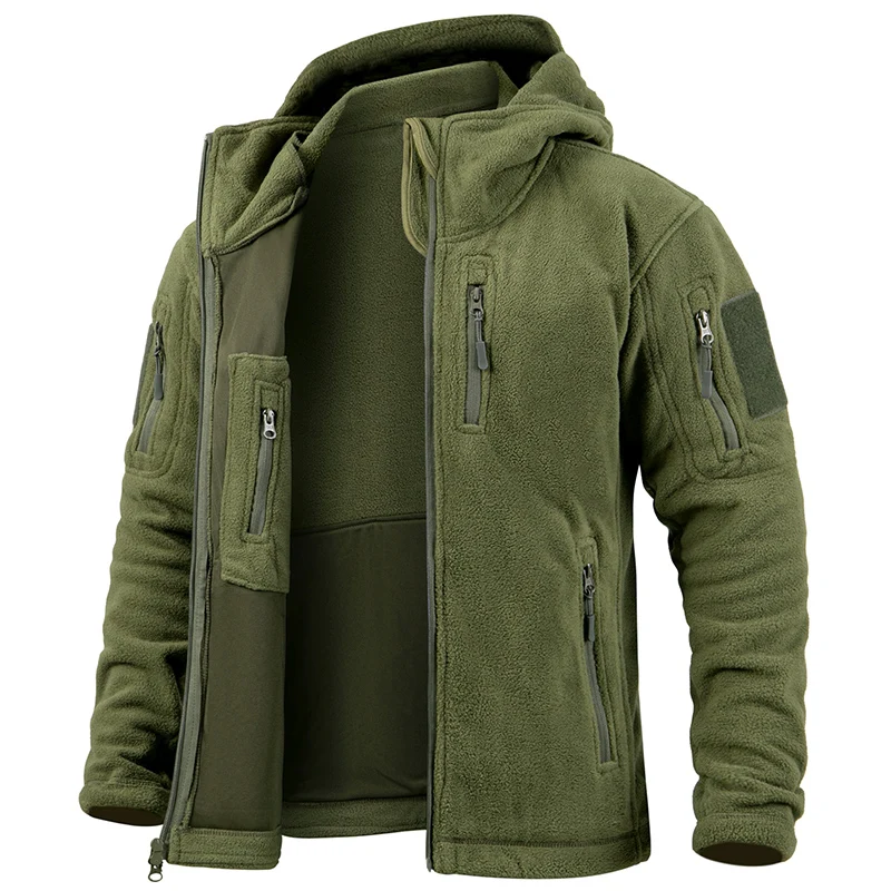 Full Zip Hooded Fleece Utility Jacket