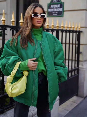 Oversized Padded Quilted Bomber Jacket