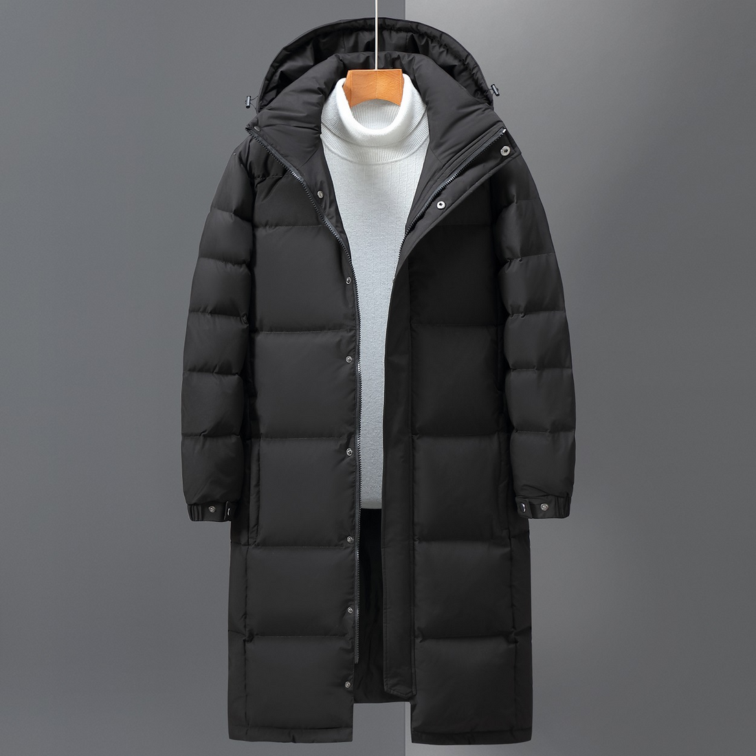 Quilted Insulated Hooded Trench Coat