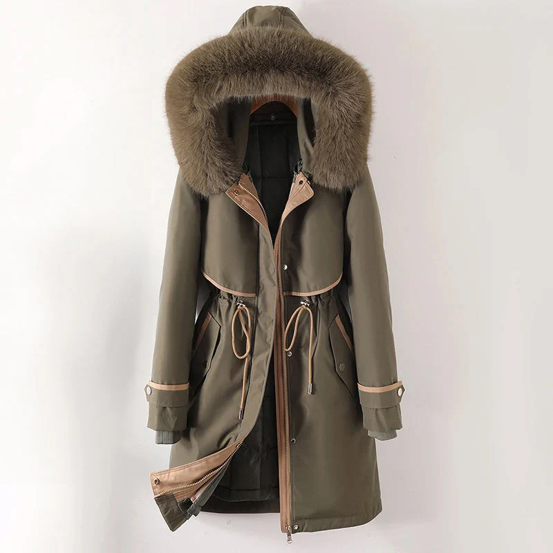 Fur Trim Hood Quilted Parka Jacket