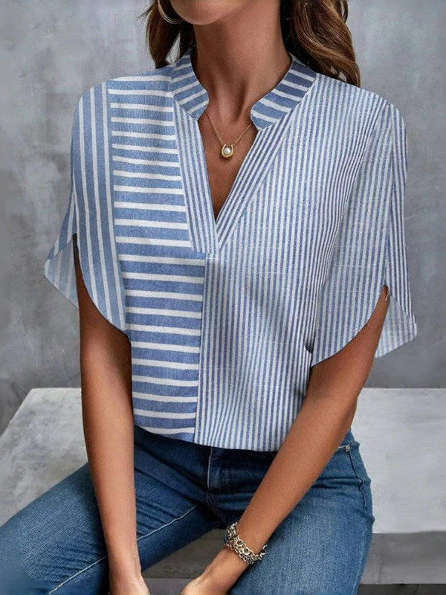Breathable Striped Relaxed Fit Blouse