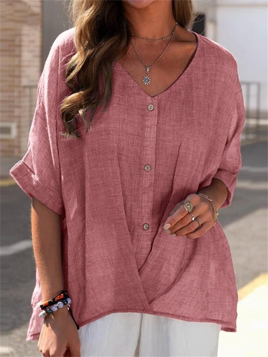 Breathable Relaxed Fit V-Neck Blouse