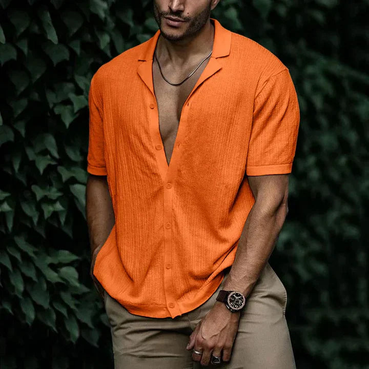 Men's Shirt - Short Sleeved - Light and Breathable - Button Closure - Relaxed Fit