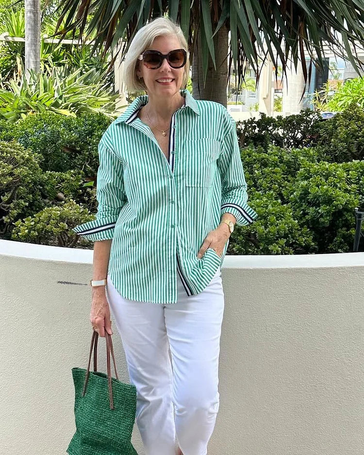 Light Cotton Relaxed Fit Striped Shirt