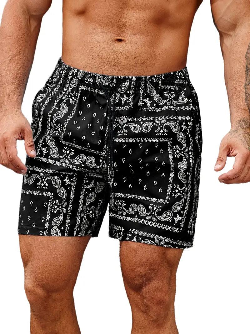 Quick-Dry Bandana Print Relaxed Swim Shorts