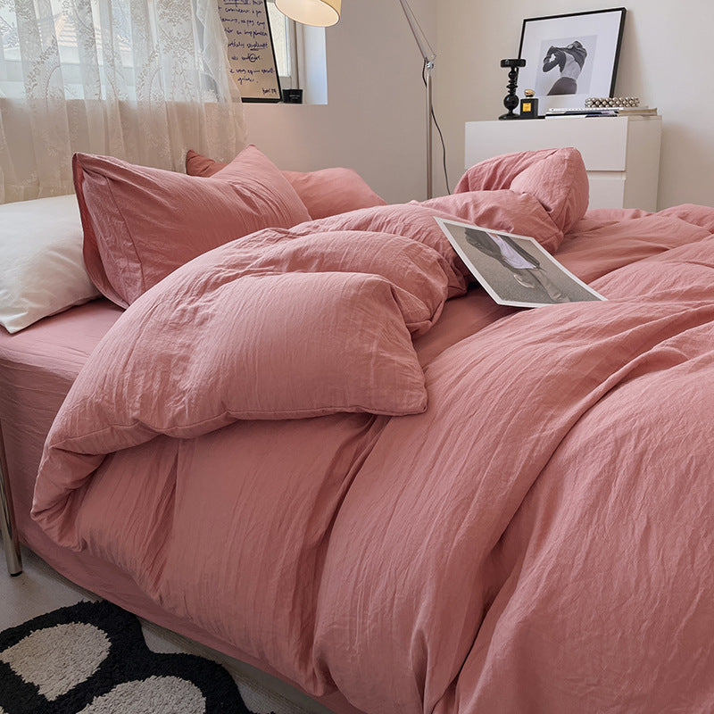 Washed Cotton Wrinkled Duvet Cover Set