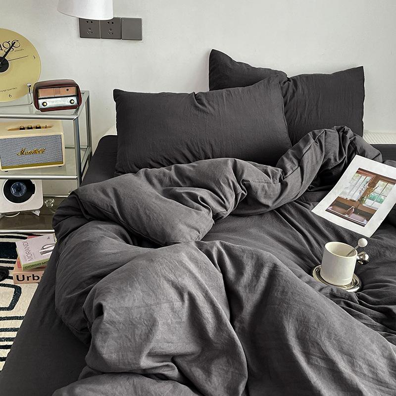 Washed Cotton Wrinkled Duvet Cover Set