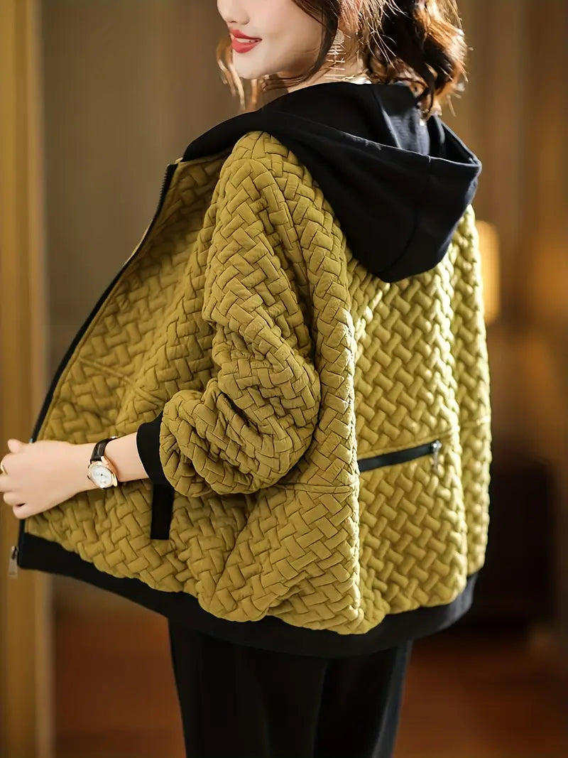 Quilted Hooded Jacket | Relaxed Fit Zip-Front Jacket