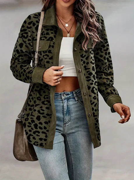 Animal Print Corduroy Relaxed Shacket