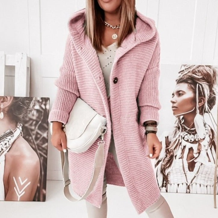 Knit Wool Relaxed Fit Hooded Cardigan