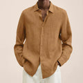 Men's Shirt - Lightweight Linen - Classic Fit - Long Sleeve with Button Closure