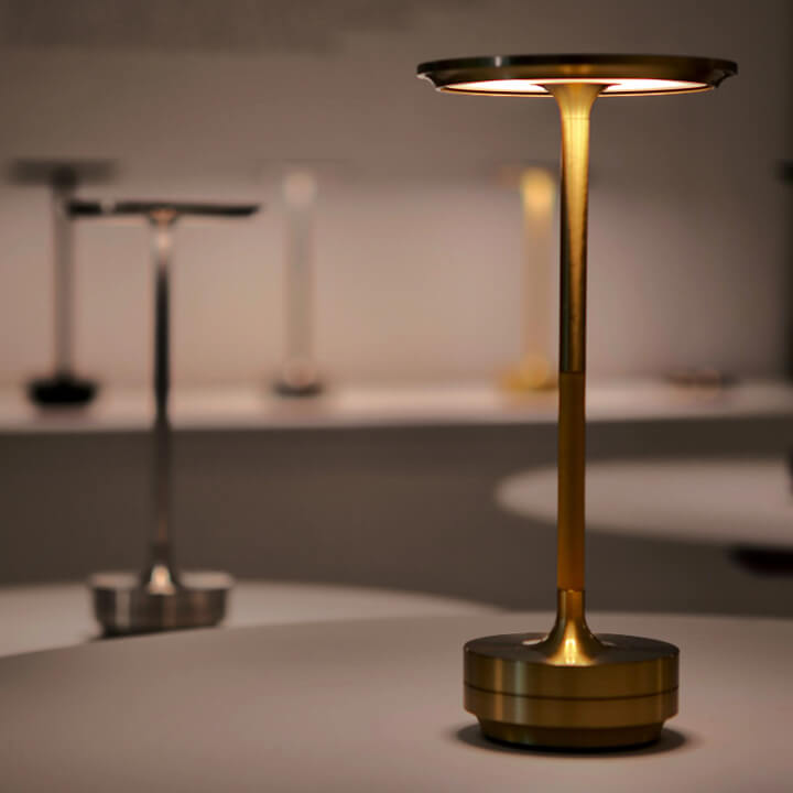 Brushed Brass And Wood Weighted Table Lamp
