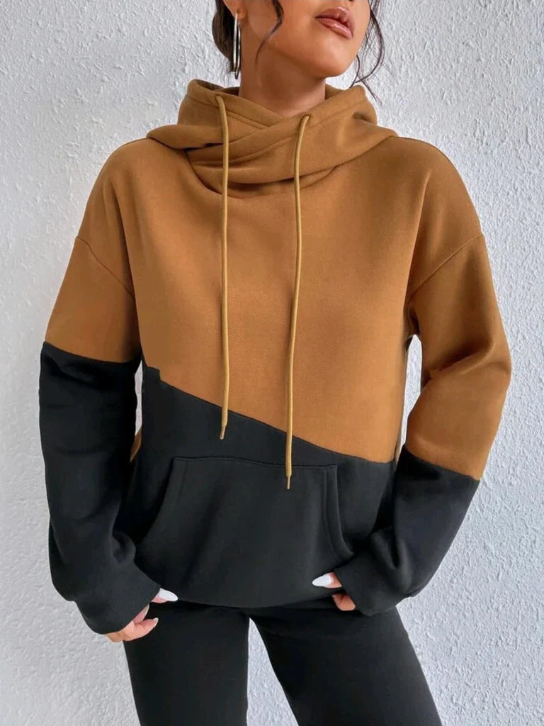 Soft Knit Colorblock Relaxed Fit Hoodie