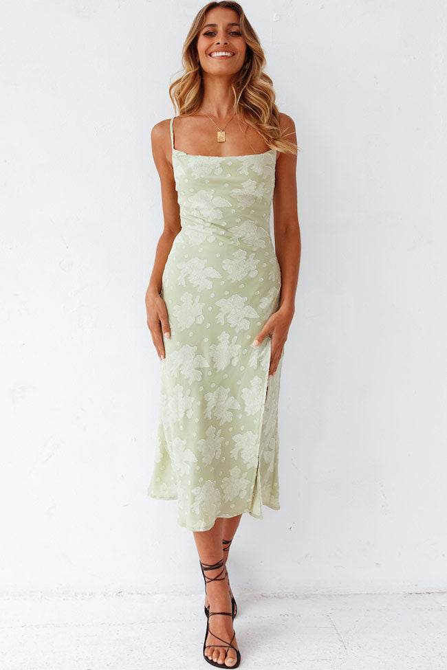 Silky Touch Floral Cowl Neck Slip Midi Dress
