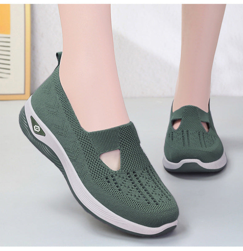 Women's Slip-On Sneakers – Breathable Knit – Cushioned Sole – Low Profile Comfort