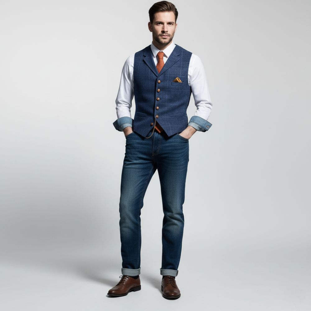 Wool Blend Tailored Slim Fit Vest