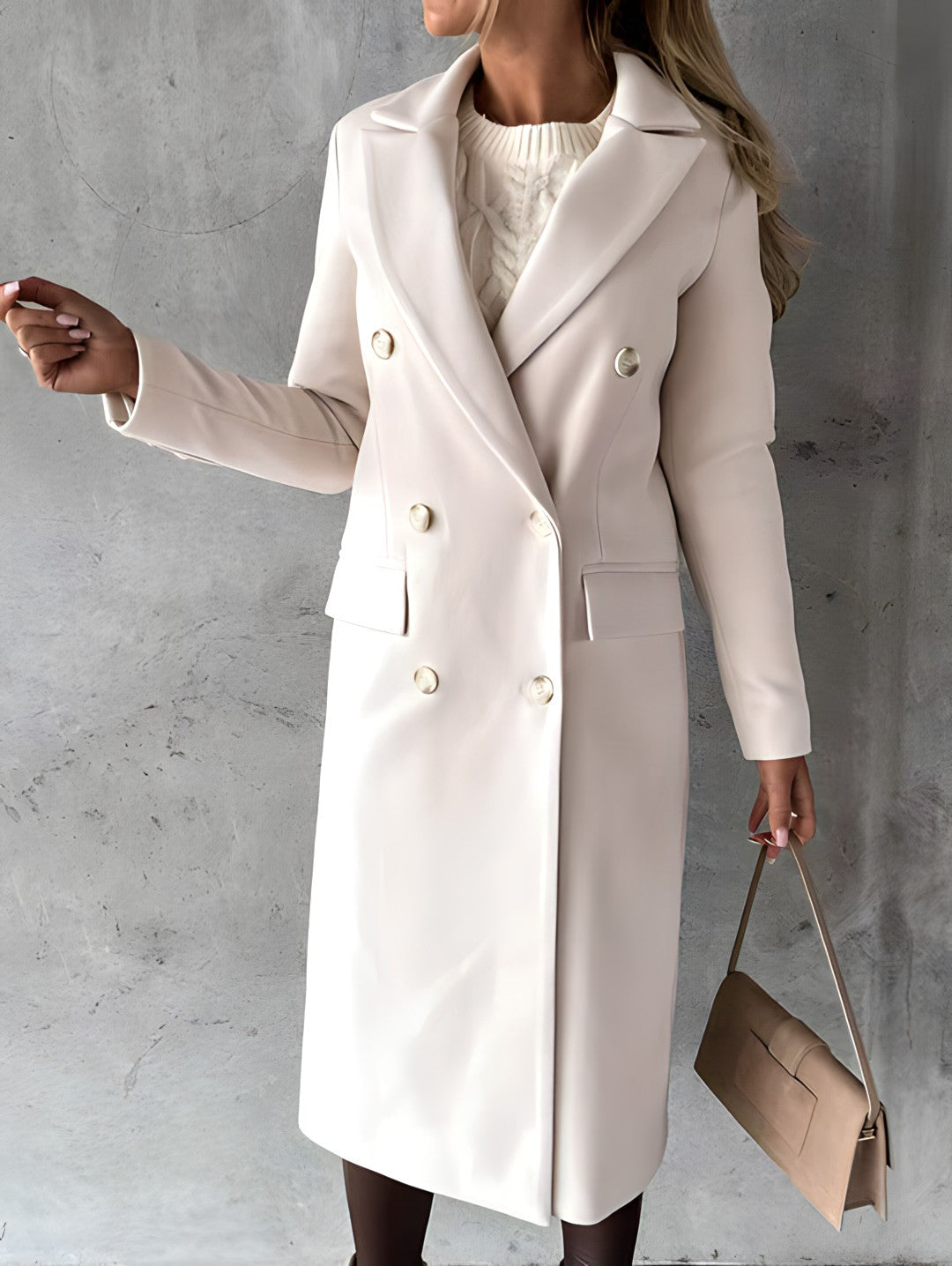 Wool Blend Slim Fit Double-Breasted Overcoat