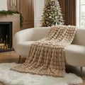 Minimalist Plush Faux-Fur Braided Throw Blanket