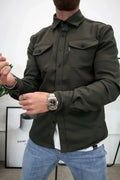 Men's Overshirt - Cotton - Relaxed Fit - Long-Sleeved with Buttons