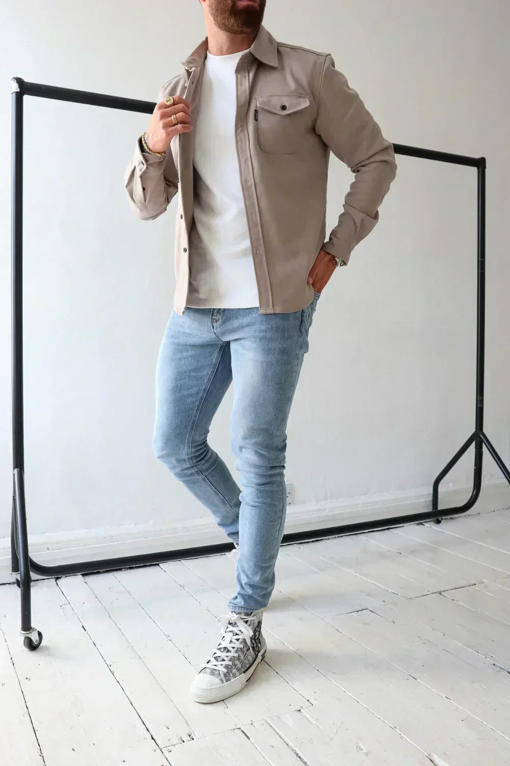 Men's Overshirt - Cotton - Relaxed Fit - Long-Sleeved with Buttons