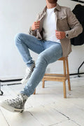 Men's Overshirt - Cotton - Relaxed Fit - Long-Sleeved with Buttons