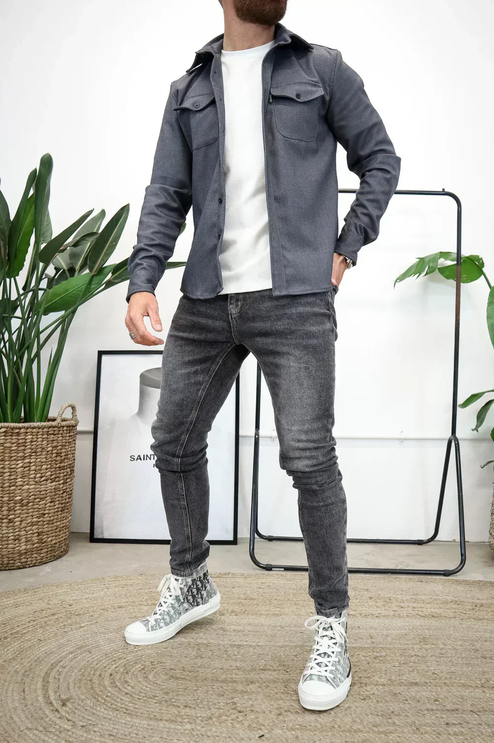 Men's Overshirt - Cotton - Relaxed Fit - Long-Sleeved with Buttons