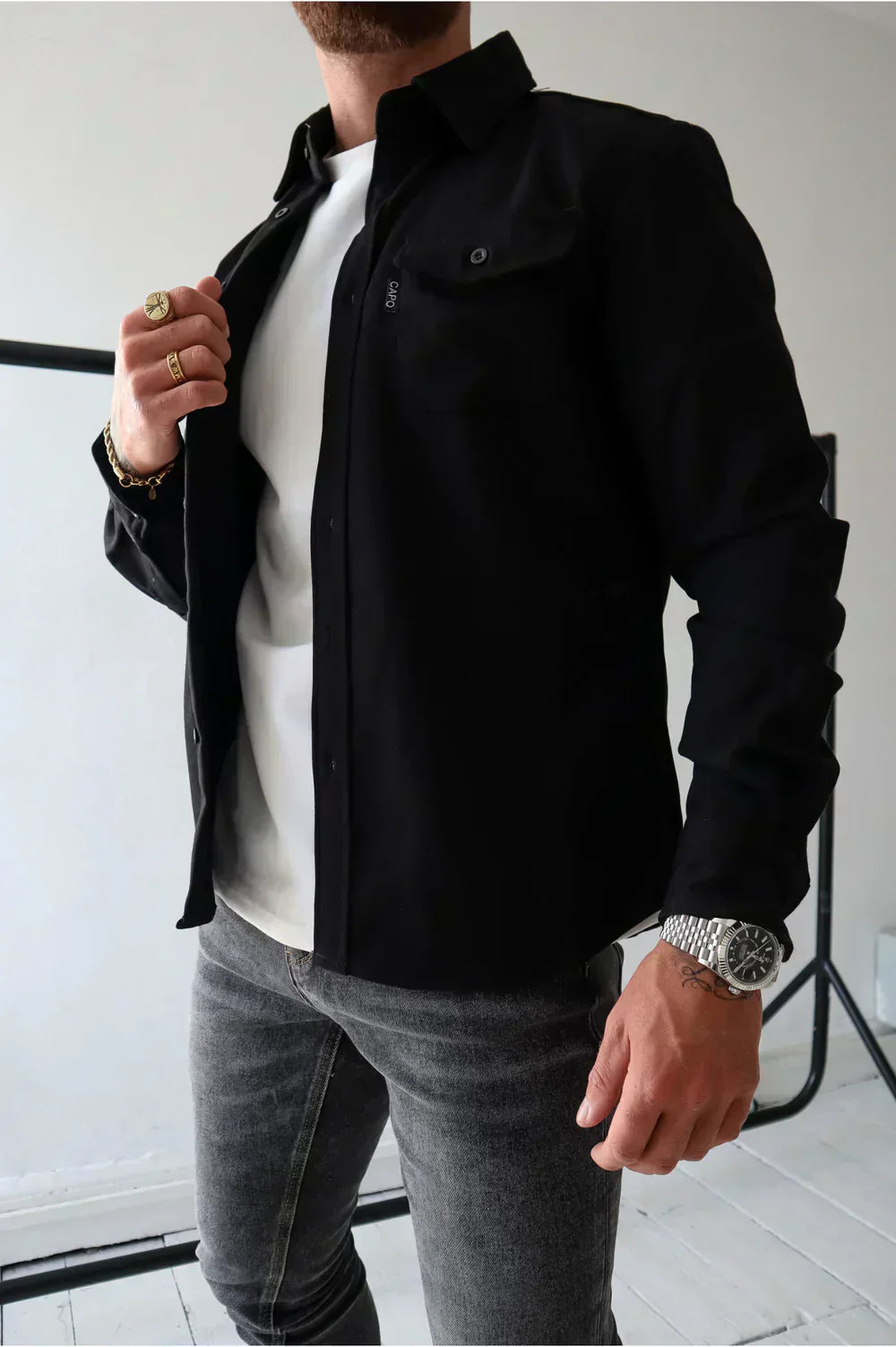Men's Overshirt - Cotton - Relaxed Fit - Long-Sleeved with Buttons