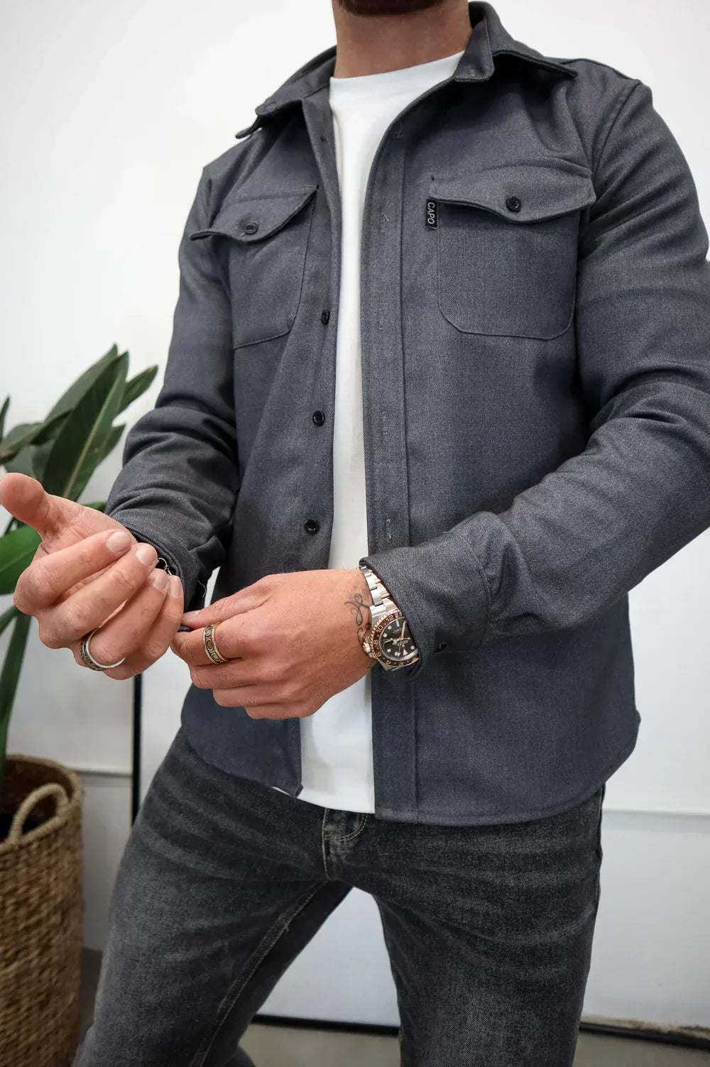 Men's Overshirt - Cotton - Relaxed Fit - Long-Sleeved with Buttons