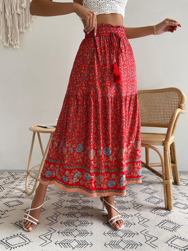 Light Airy Floral Print Maxi Skirt