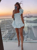 Dress for Women – Short Party Dress – Slim Fit – Asymmetric Shoulder with Ruffles