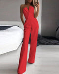Women's Jumpsuit - Strapless - Heart Cutout - Tailored - Wide Legs - Elegant Look