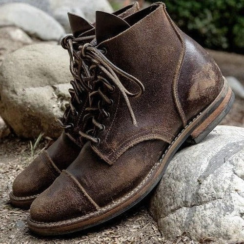 Full-Grain Leather Lace-Up Ankle Boots