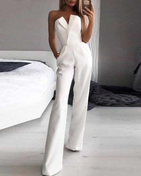 Dame Jumpsuit - Ærmeløs Halterneck - Elegant Flatterende Pasform