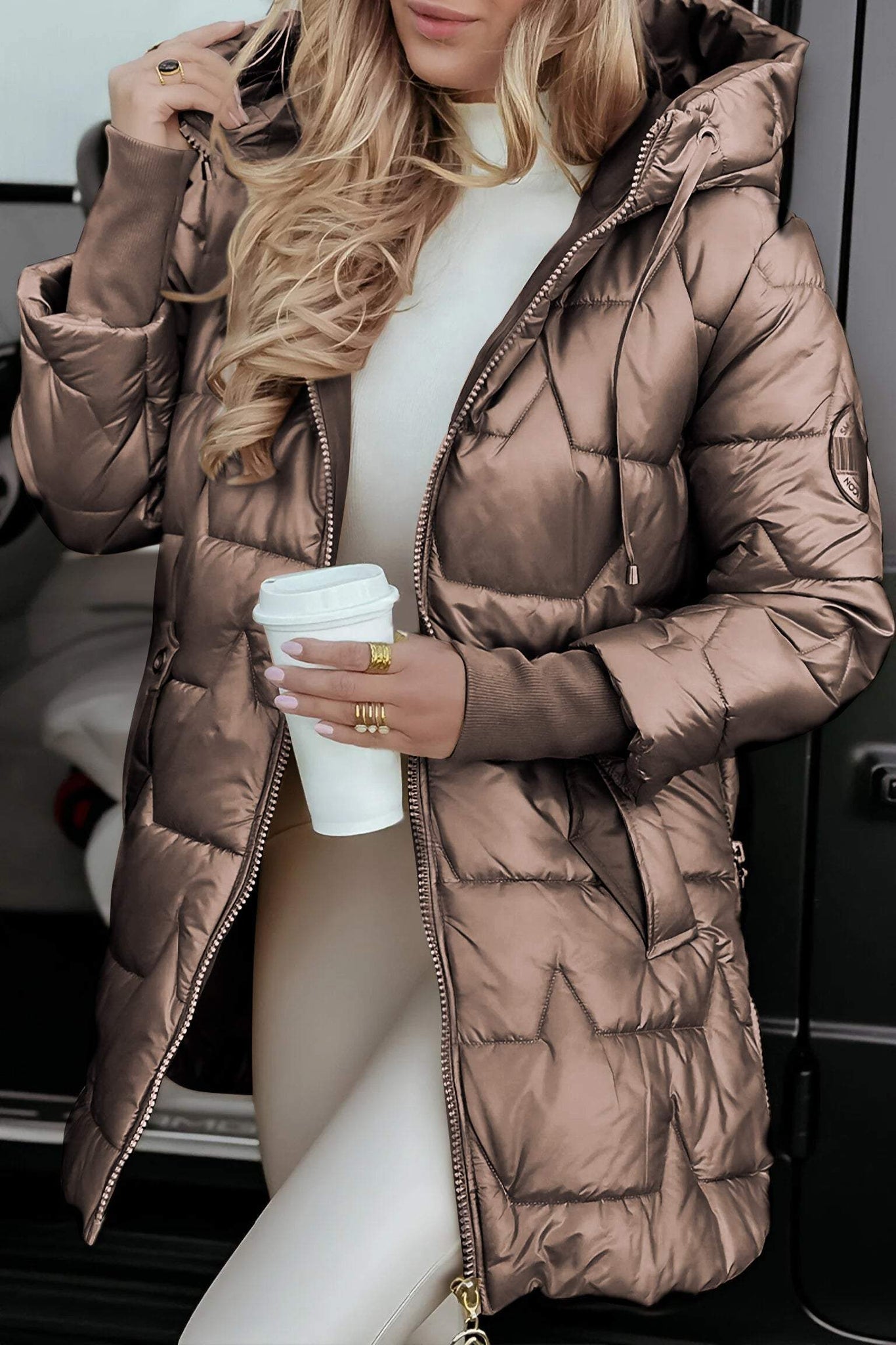 Synthetic Fill Hooded Mid-Thigh Puffer Coat