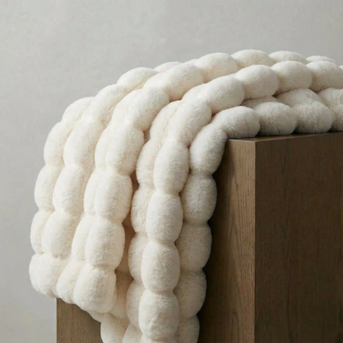 Minimalist Plush Faux-Fur Braided Throw Blanket