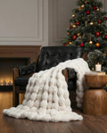 Minimalist Plush Faux-Fur Braided Throw Blanket