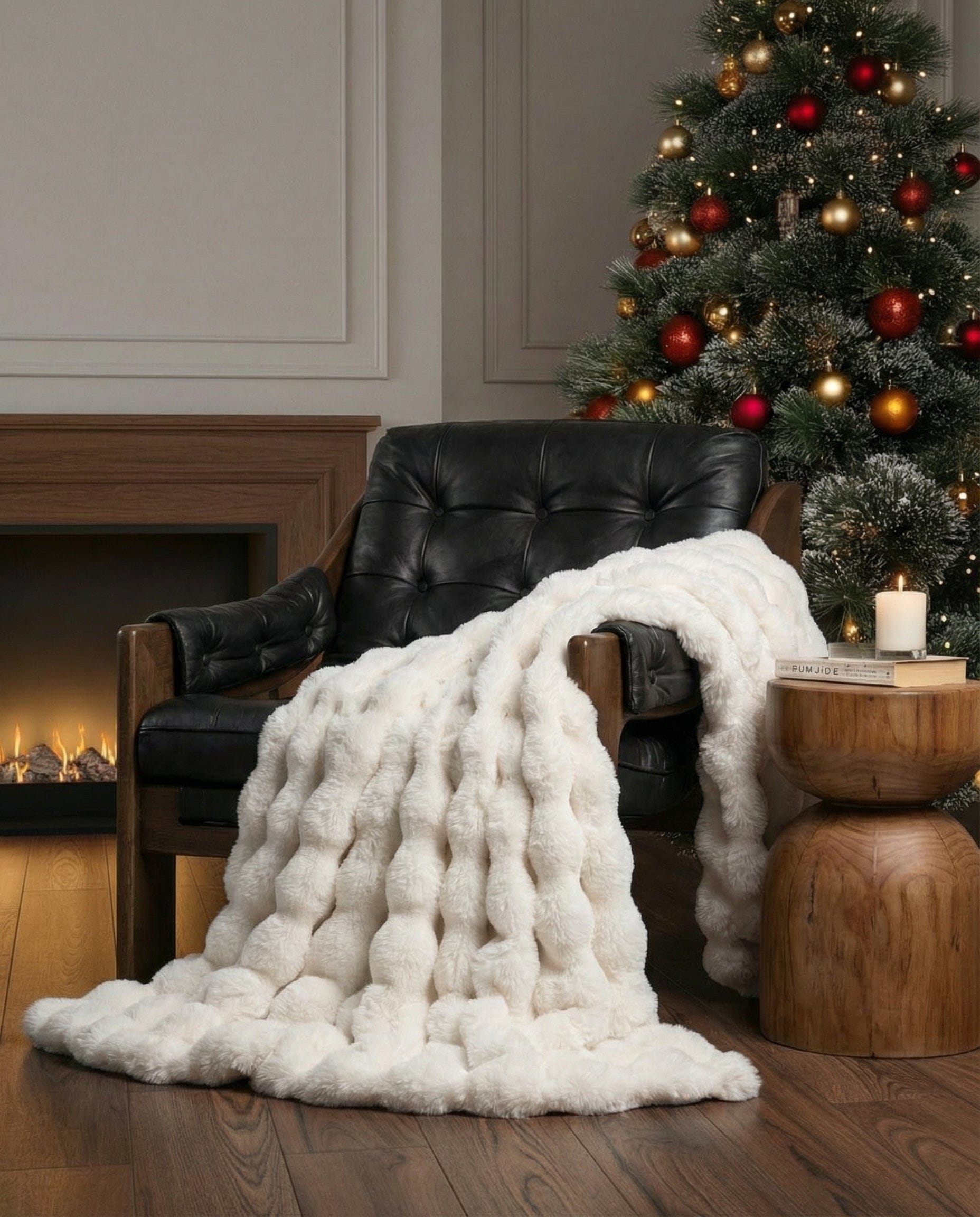 Minimalist Plush Faux-Fur Braided Throw Blanket