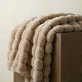 Minimalist Plush Faux-Fur Braided Throw Blanket