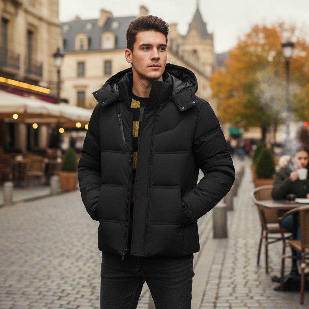 Water-Resistant Quilted Hooded Down Jacket