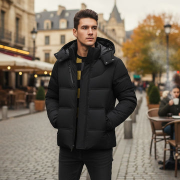 Water-Resistant Quilted Hooded Down Jacket