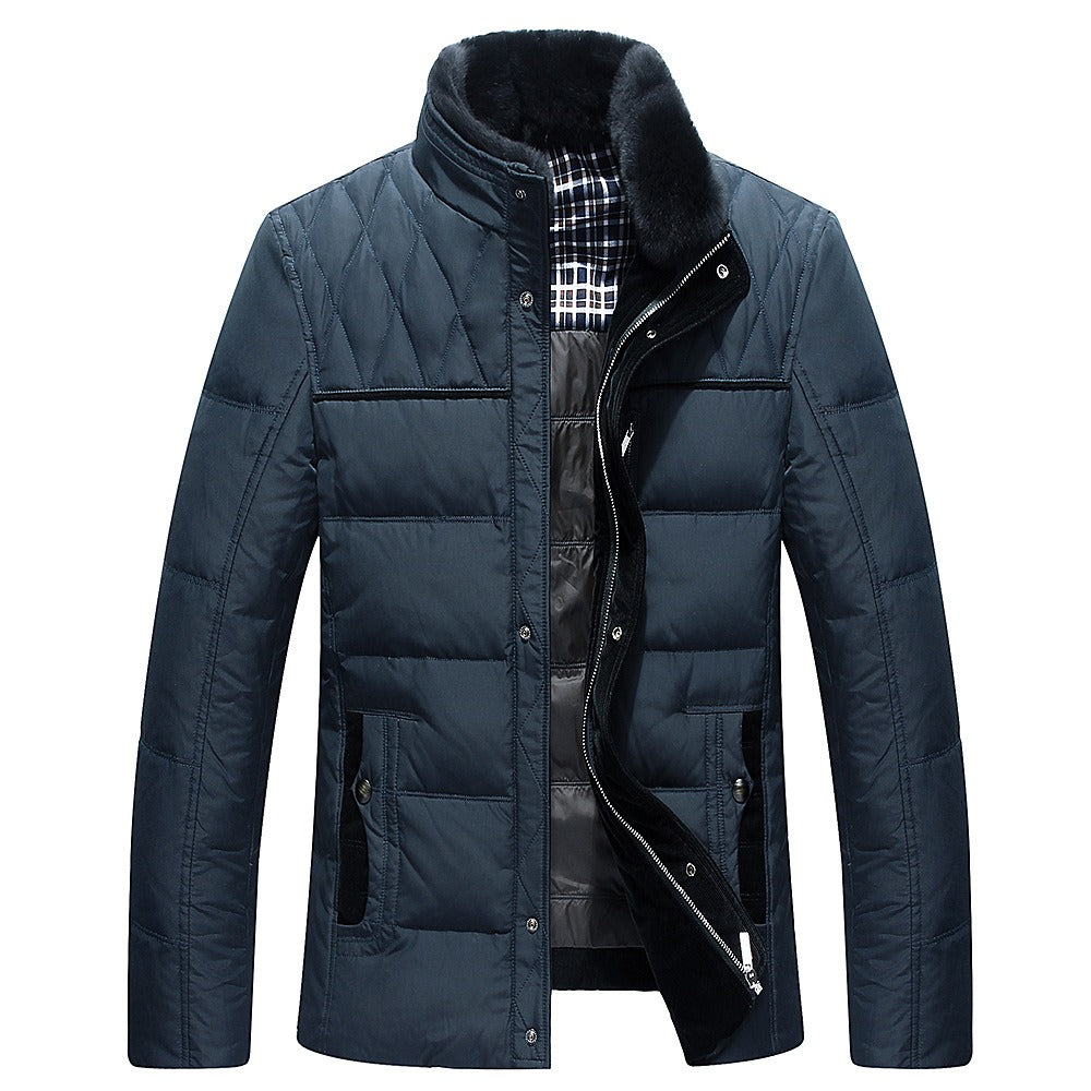 Plush Fur-Lined Quilted Stand Collar Jacket