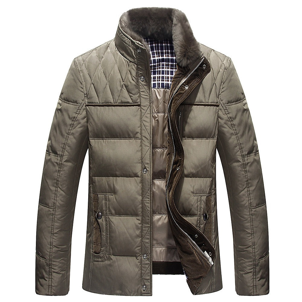 Plush Fur-Lined Quilted Stand Collar Jacket