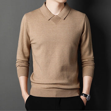 Knit Blend Collared V-Neck Sweater