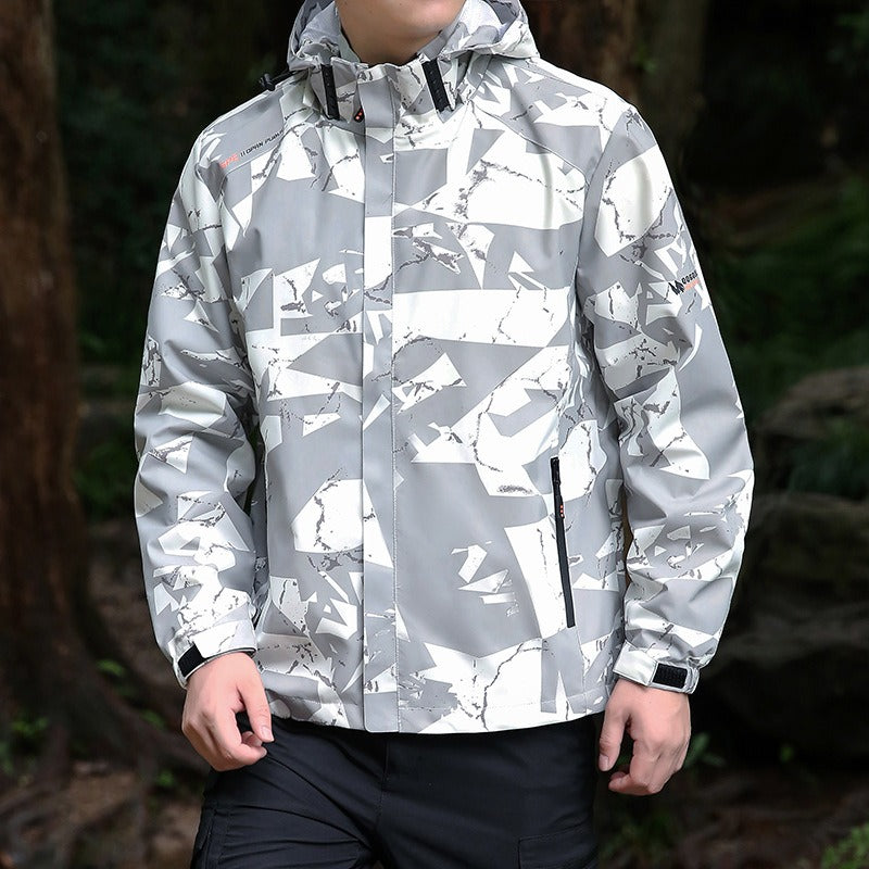 Technical Fabric Adjustable Hooded Jacket